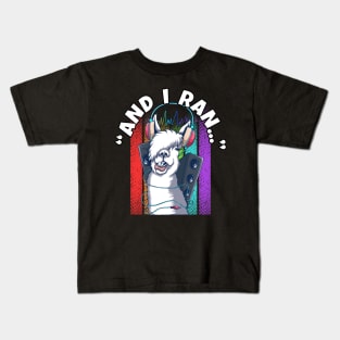 Llama with Headphones – And I Ran Kids T-Shirt